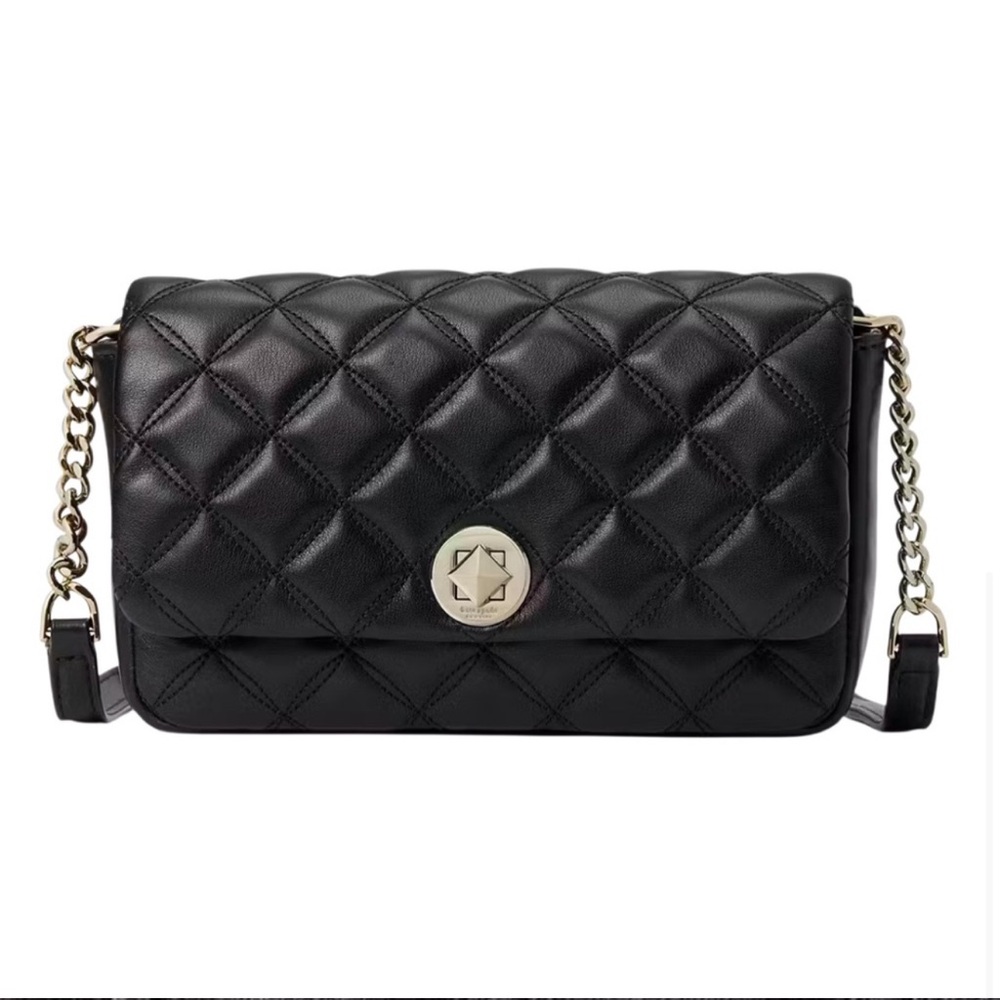 Kate Spade Black and Gold Quilted Crossbody Bag